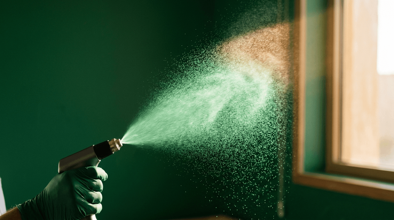 رذاذ تعقيم ناعم بلون أخضر — التعقيم المتقدم