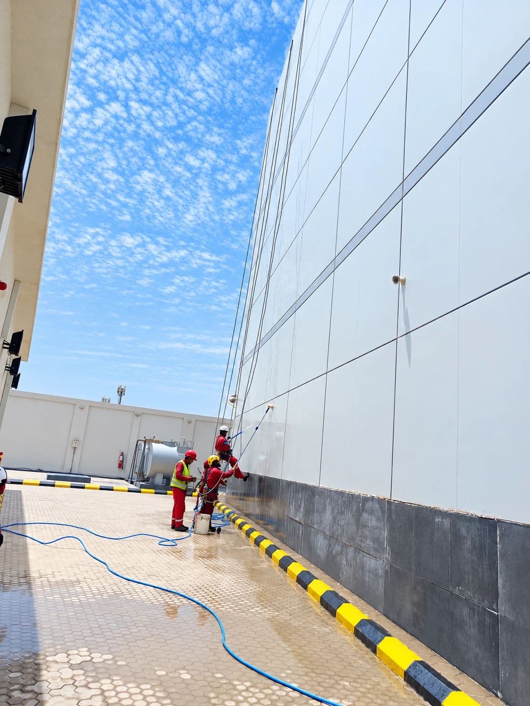Washing an outside wall