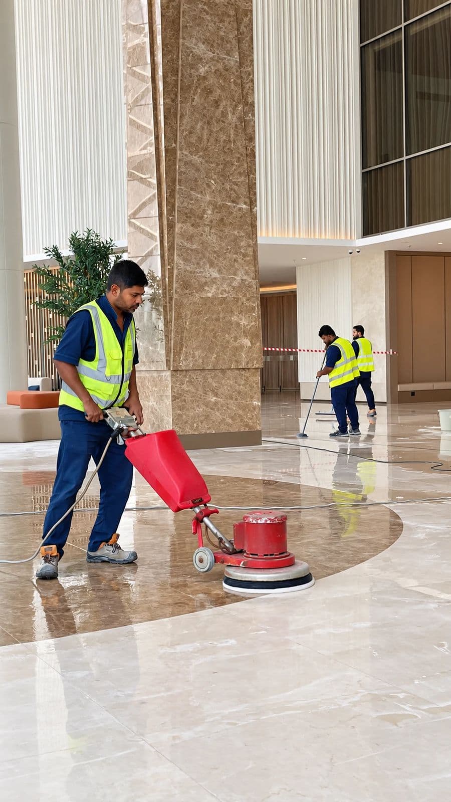 Running a marble scrubbing machine